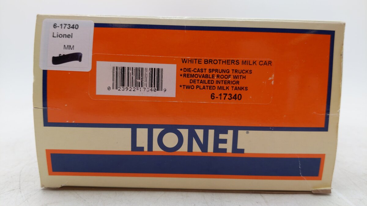 Lionel 6-17340 O Gauge White Brothers Milk Refrigerator Car #891 NIB