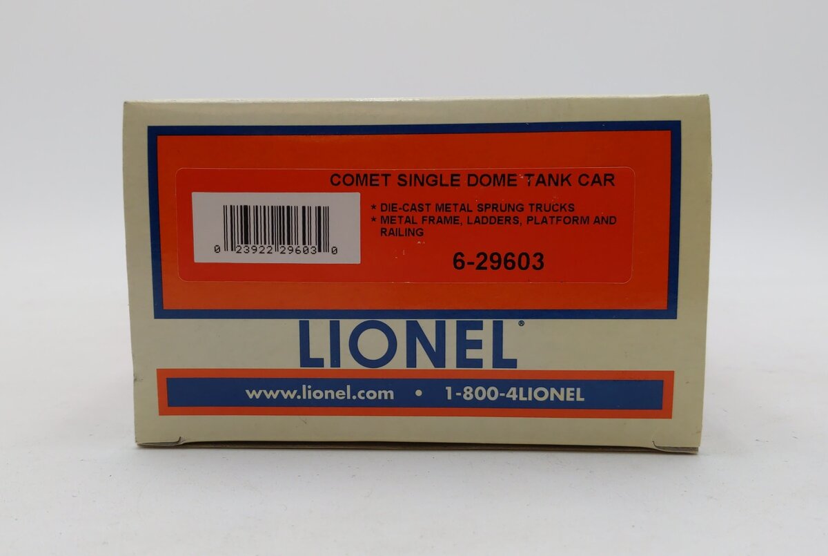 Lionel 6-29603 O Comet Single Dome Tank Car