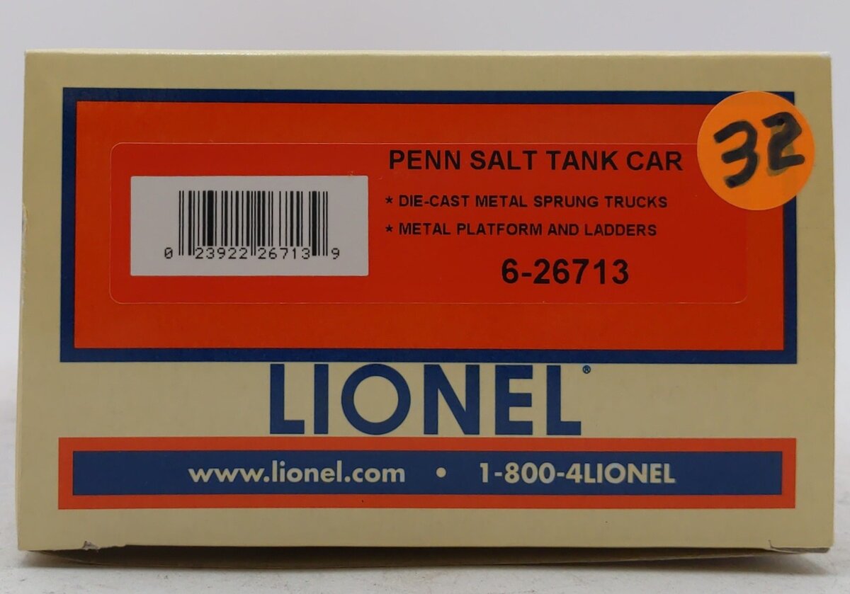 Lionel 6-26713 O Scale Penn Salt Tank Car LN/Box