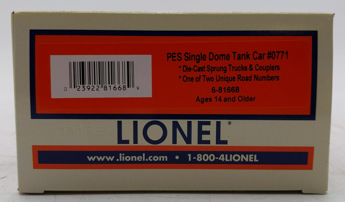 Lionel 6-81668 PES Single Dome Tank Car #0771