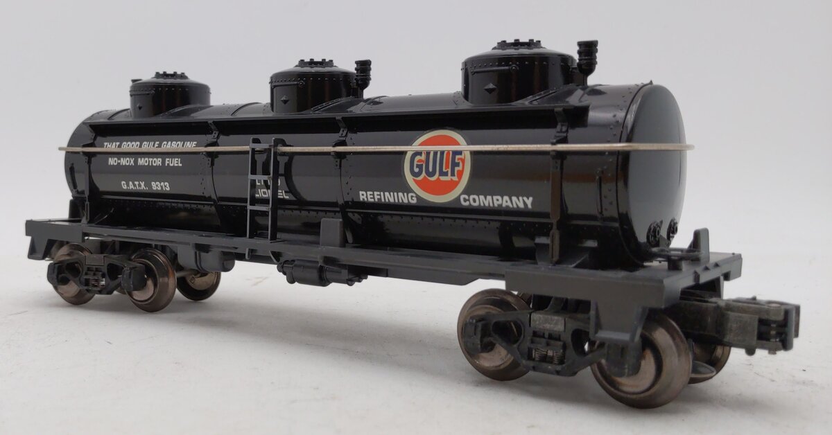 Lionel 6-9313 O Gauge Gulf Black Three-Dome Tank Car NIB