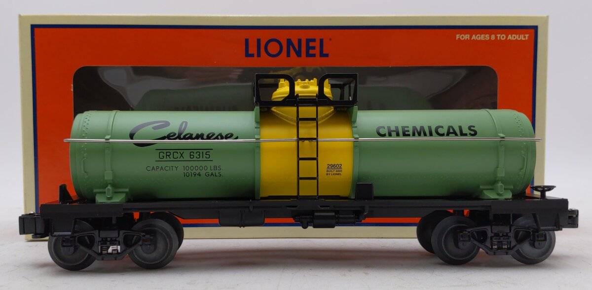 Lionel 6-29602 O Gauge GRCX Celanese Chemicals Single Dome Tank Car #6315 LN/Box