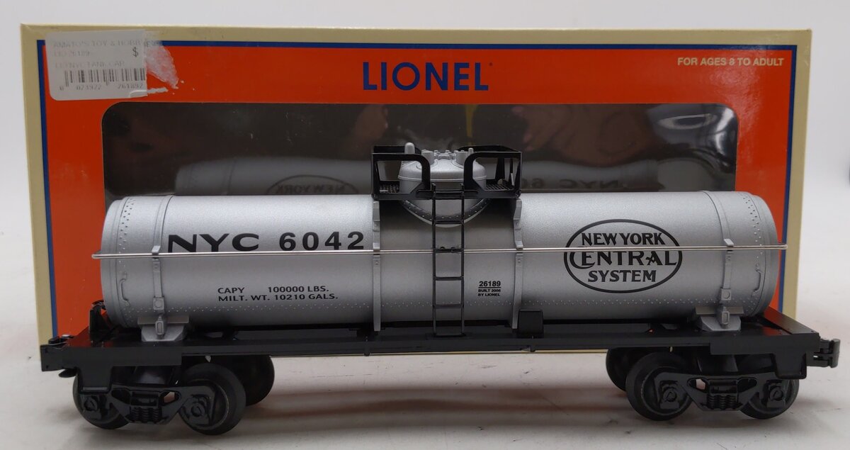 Lionel 6-26189 O Gauge New York Central Single Dome Tank car LN/Box