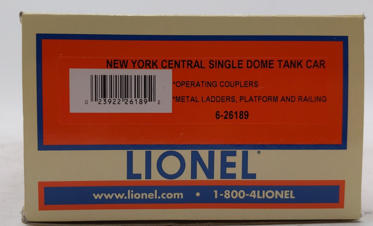 Lionel 6-26189 O Gauge New York Central Single Dome Tank Car