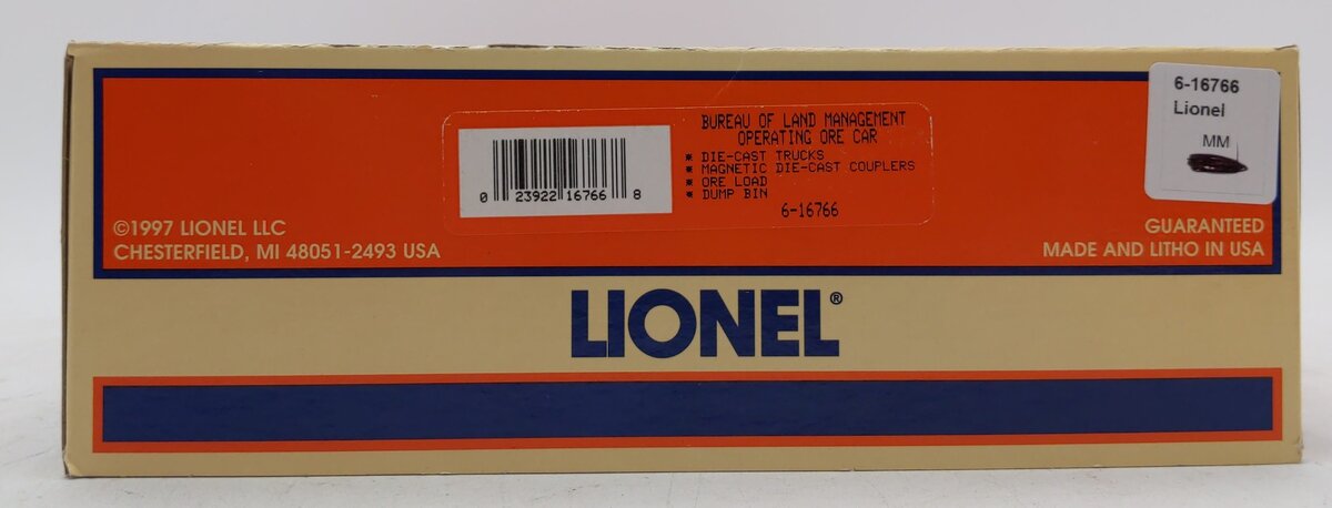 Lionel 6-16766 O Gauge Bureau of Land Management Operating Dump Car