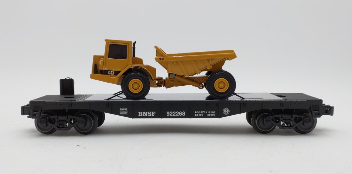 Lionel 6-29458 O Gauge BNSF Flatcar w/Die-Cast Articulated Truck LN/Box