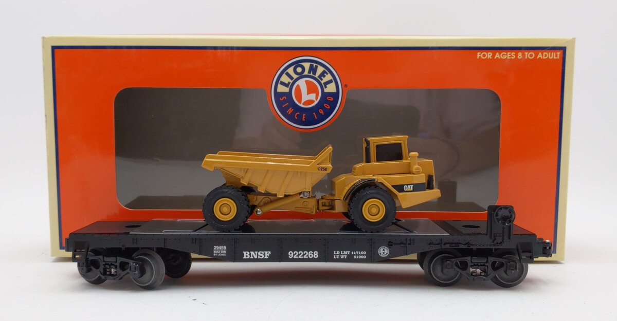 Lionel 6-29458 O Gauge BNSF Flatcar w/Die-Cast Articulated Truck LN/Box