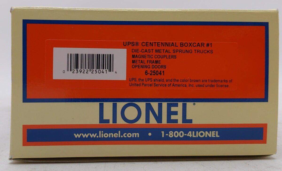 Lionel 6-25041 O Gauge UPS® Centennial Boxcar #1907 NIB
