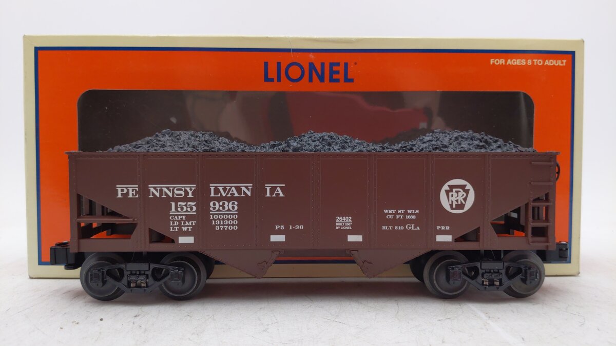 Lionel 6-26402 O Gauge Pennsylvania Hopper #155936 w/Coal Load