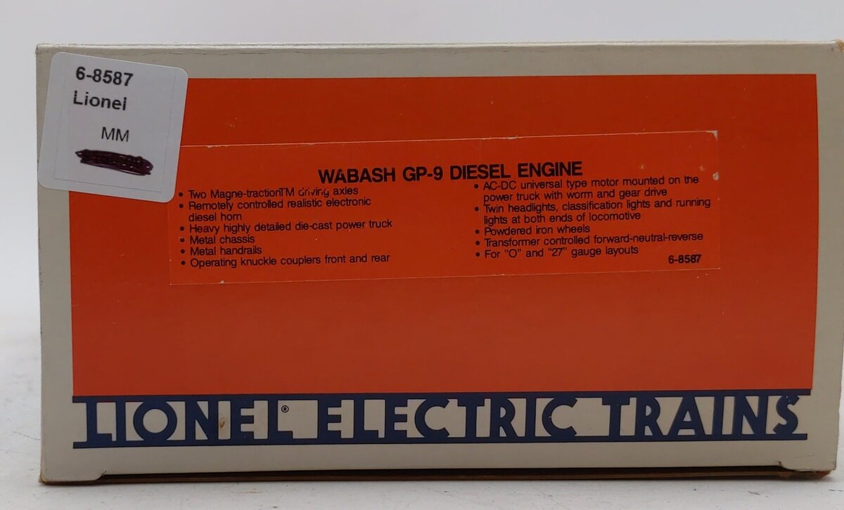 Lionel 6-8587 O Gauge Wabash GP9 Diesel Locomotive (JCP) #484 LN/Box