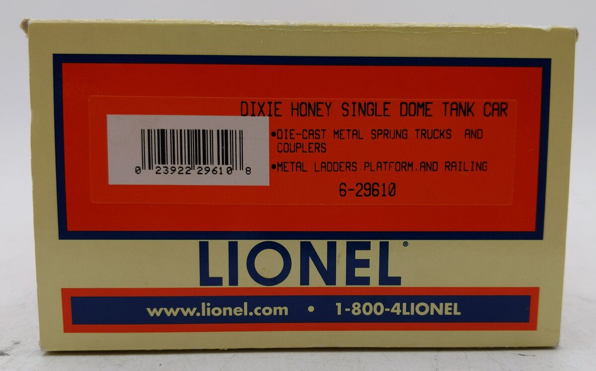 Lionel 6-29610 O Gauge Dixie Honey Single-Dome Tank Car LN/Box