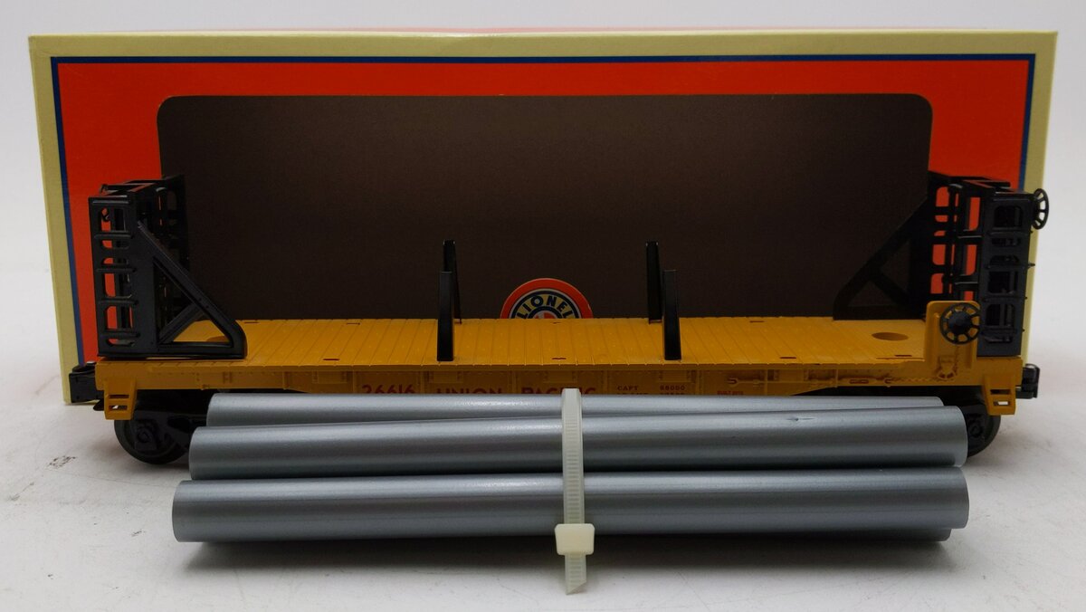 Lionel 6-26616 O Gauge Union Pacific Bulkhead Flatcar with Pipes