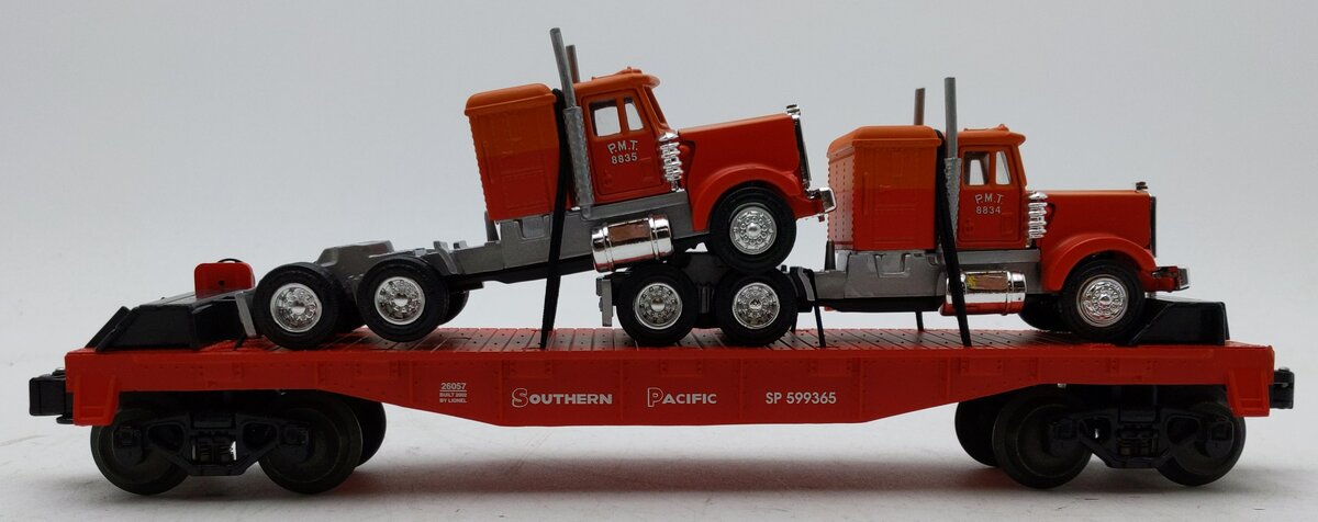 Lionel 6-26057 O Gauge Southern Pacific Flatcar w/Semi Tractors LN/Box