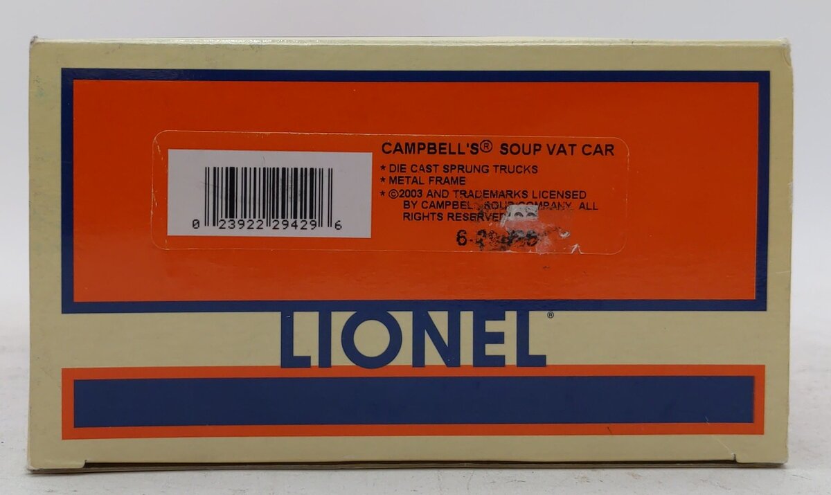 Lionel 6-29429 O Gauge Campbell's Soup Vat Car