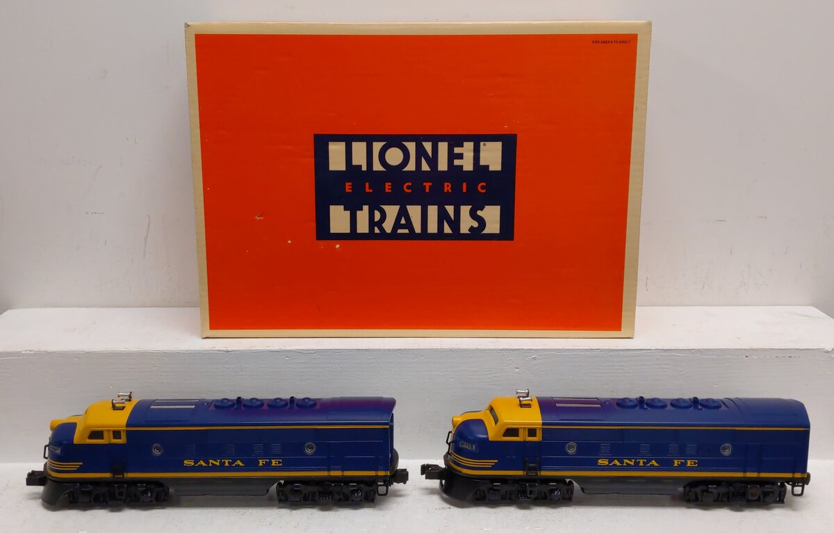 Lionel 6-18117 O Gauge Santa Fe Blue/Yellow F3 AA Diesel Set LN/Box