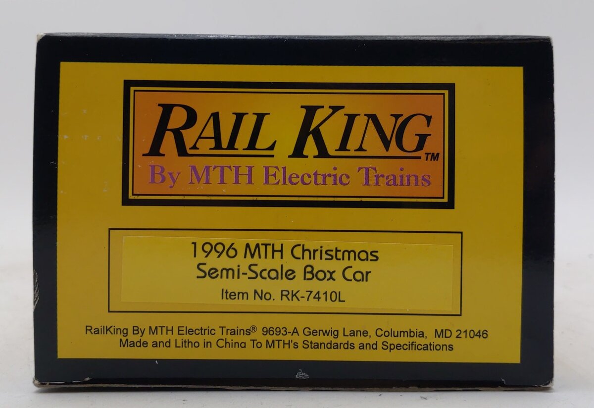 MTH 30-7410 O Gauge 1996 MTH Semi-Scale Boxcar Christmas Car #122596 NIB