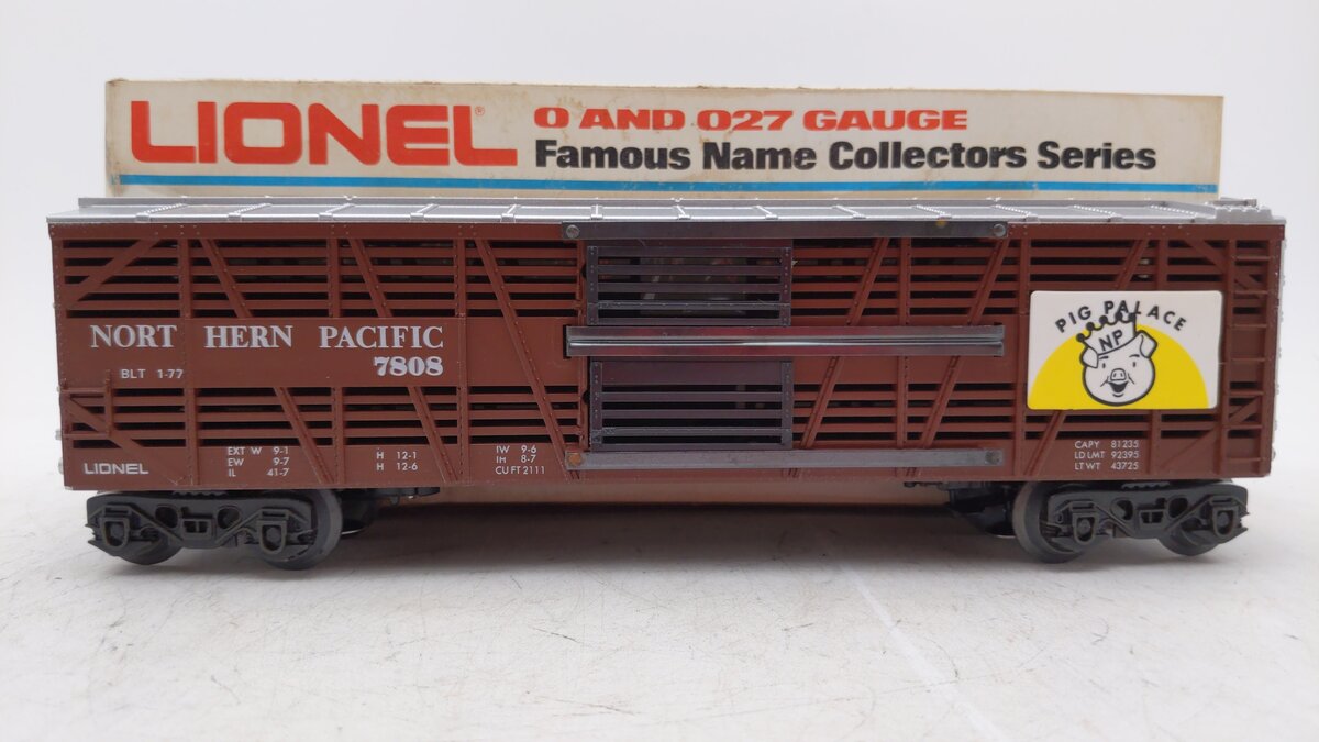 Lionel 6-7808 O Gauge Northern Pacific Pig Palace Stock Car EX/Box