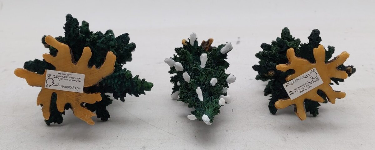 Dept 56 Village Accessories Winter Pine Trees With Pine Cones (Set Of 3) EX/Box