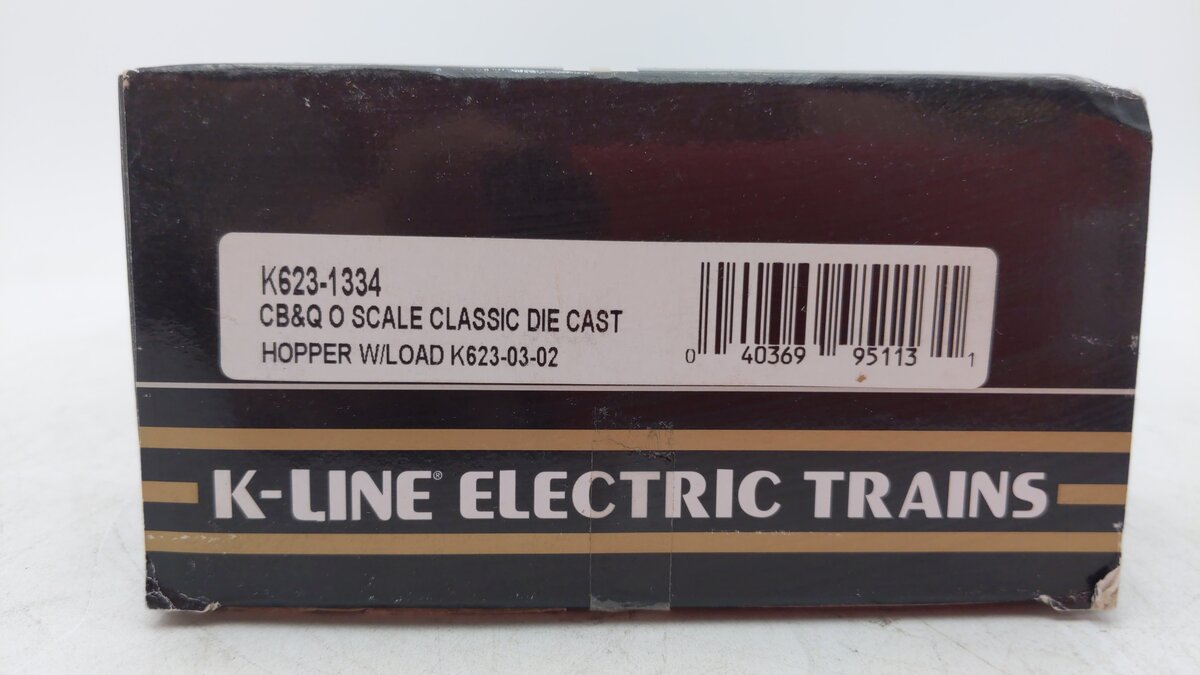 K-Line K623-1334 O Gauge CB&Q Burlington Route Diecast 4-Bay Hopper w/Load MT/Box