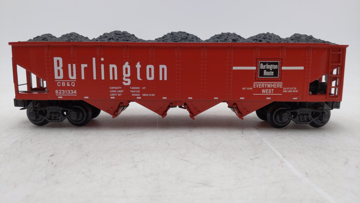 K-Line K623-1334 O Gauge CB&Q Burlington Route Diecast 4-Bay Hopper w/Load MT/Box