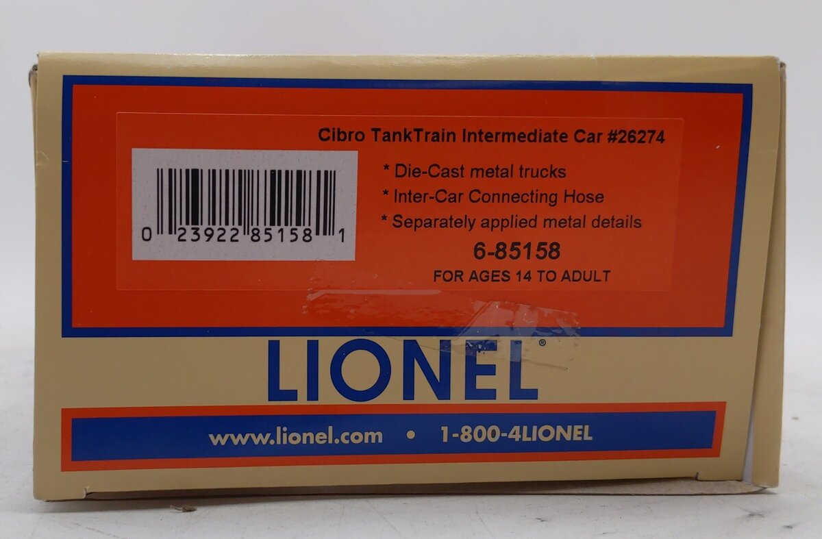 Lionel 6-85158 O Cibro TankTrain Intermediate Car #26274