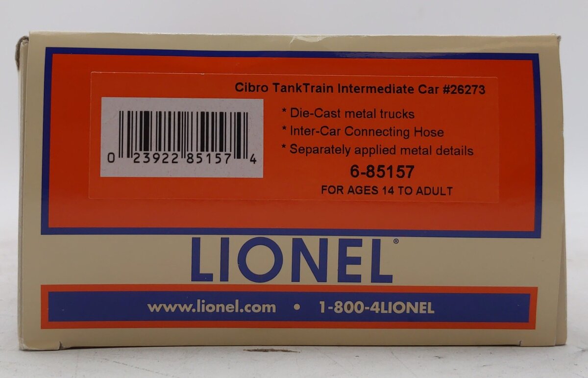 Lionel 6-85157 O Cibro TankTrain Intermediate Car #26273