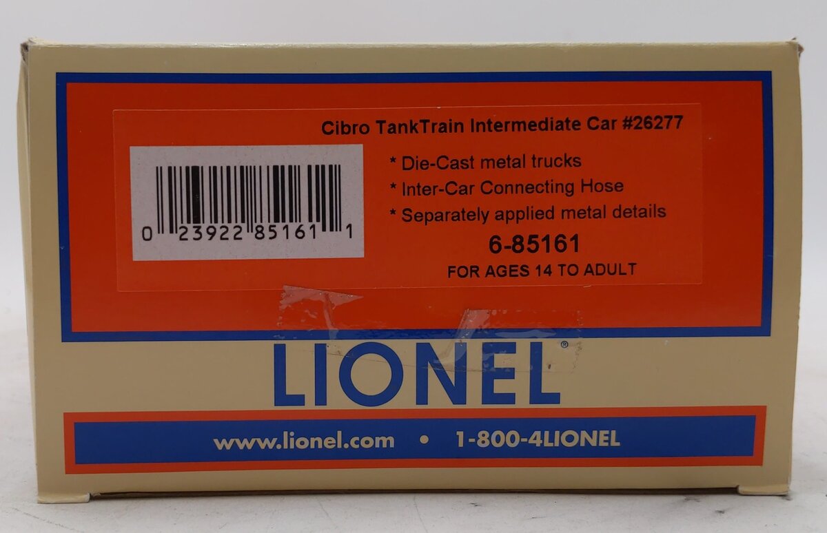 Lionel 6-85161 O Cibro Tank Train Car Black #26277