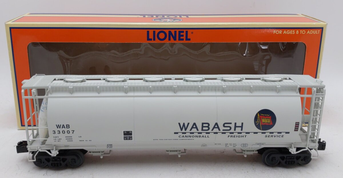 Lionel 6-27104 O Gauge Wabash Cylindrical Hopper #33007