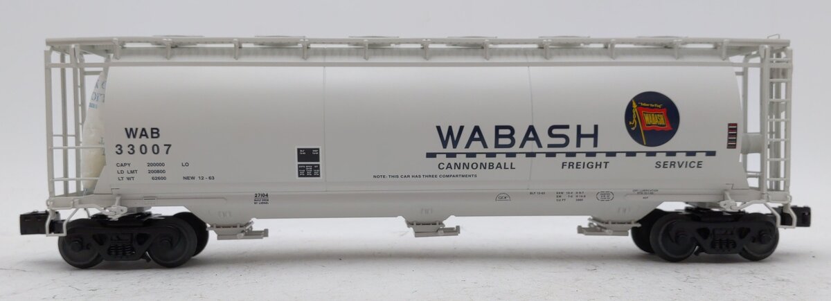 Lionel 6-27104 O Gauge Wabash Cylindrical Hopper #33007