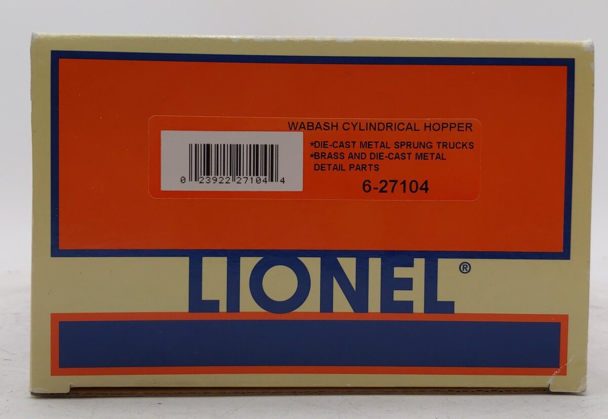 Lionel 6-27104 O Gauge Wabash Cylindrical Hopper #33007