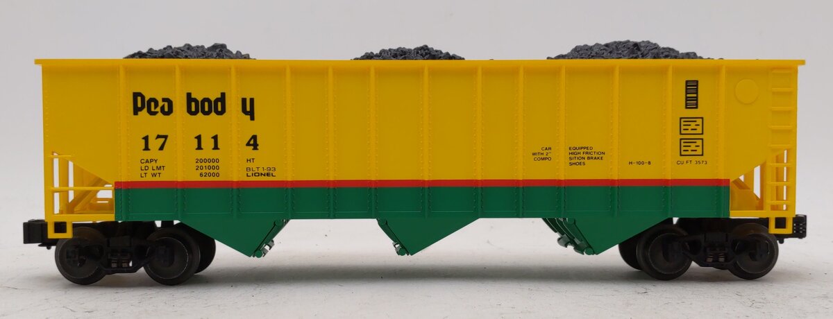 Lionel 6-17114 O Gauge Peabody 3-Bay Hopper with Coal Load LN/Box