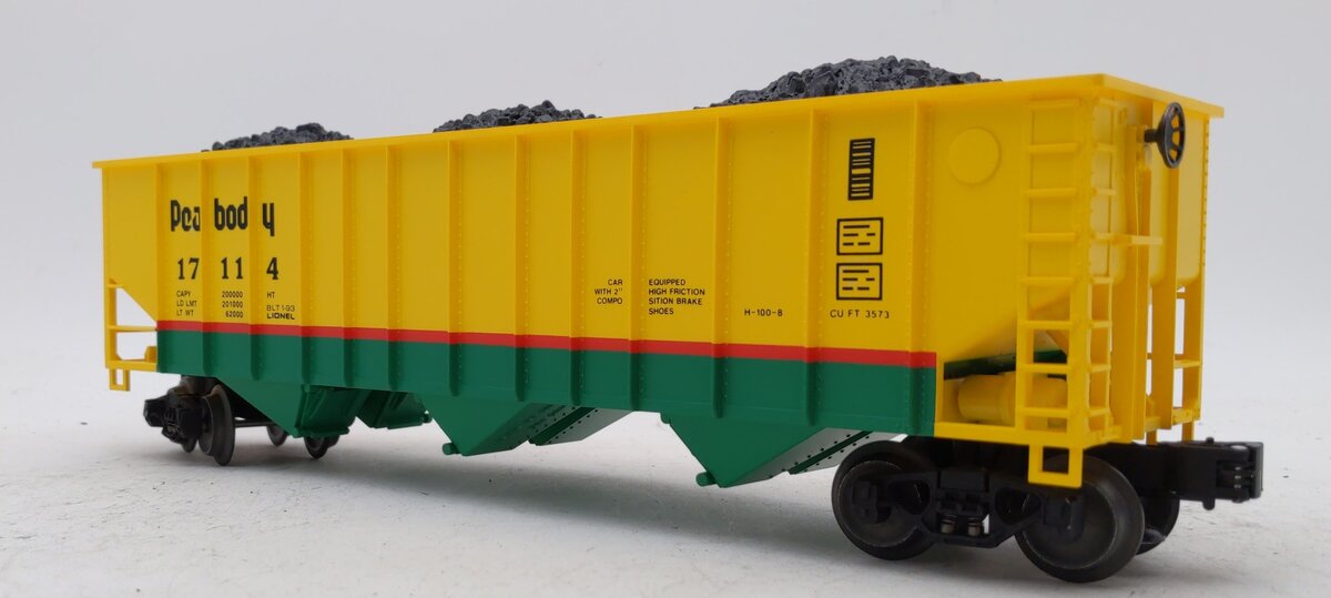 Lionel 6-17114 O Gauge Peabody 3-Bay Hopper with Coal Load LN/Box