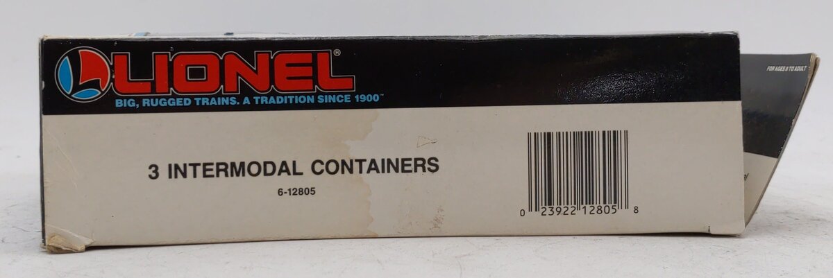 Lionel 6-12805 O and 027 Evergreen/Maersk/APL Intermodal Containers (Set of 3) LN/Box