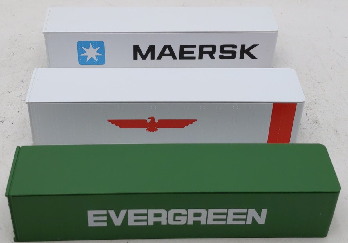 Lionel 6-12805 O and 027 Evergreen/Maersk/APL Intermodal Containers (Set of 3) LN/Box