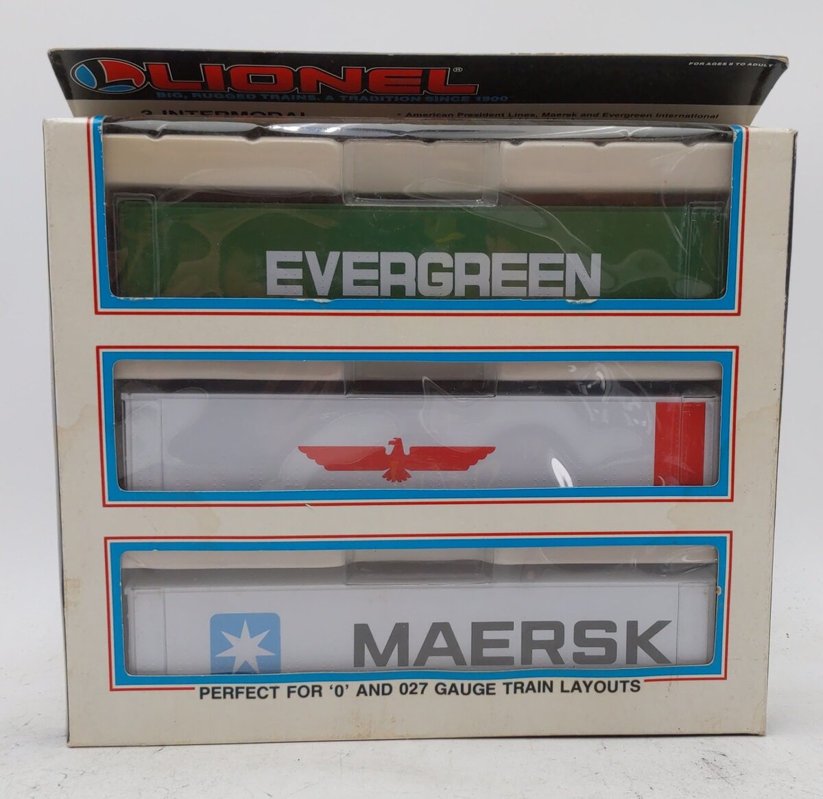 Lionel 6-12805 O and 027 Evergreen/Maersk/APL Intermodal Containers (Set of 3) LN/Box