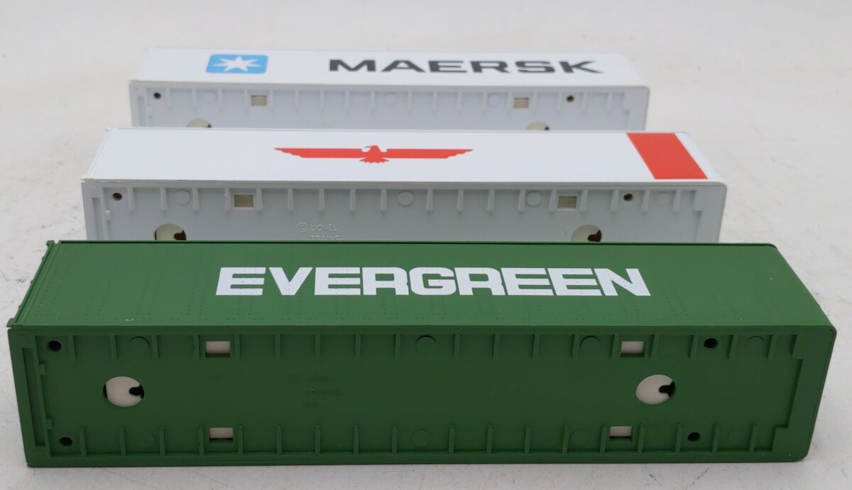 Lionel 6-12805 O and 027 Evergreen/Maersk/APL Intermodal Containers (Set of 3) LN/Box