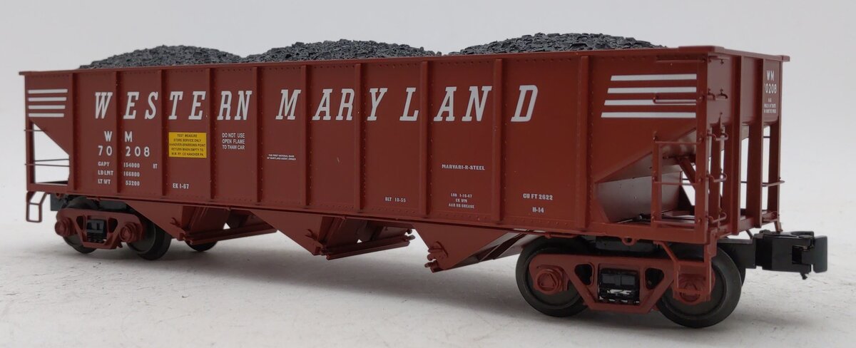 MTH 20-97642 Western Maryland 70-Ton 3-Bay Hopper Car #70208 with Coal Load