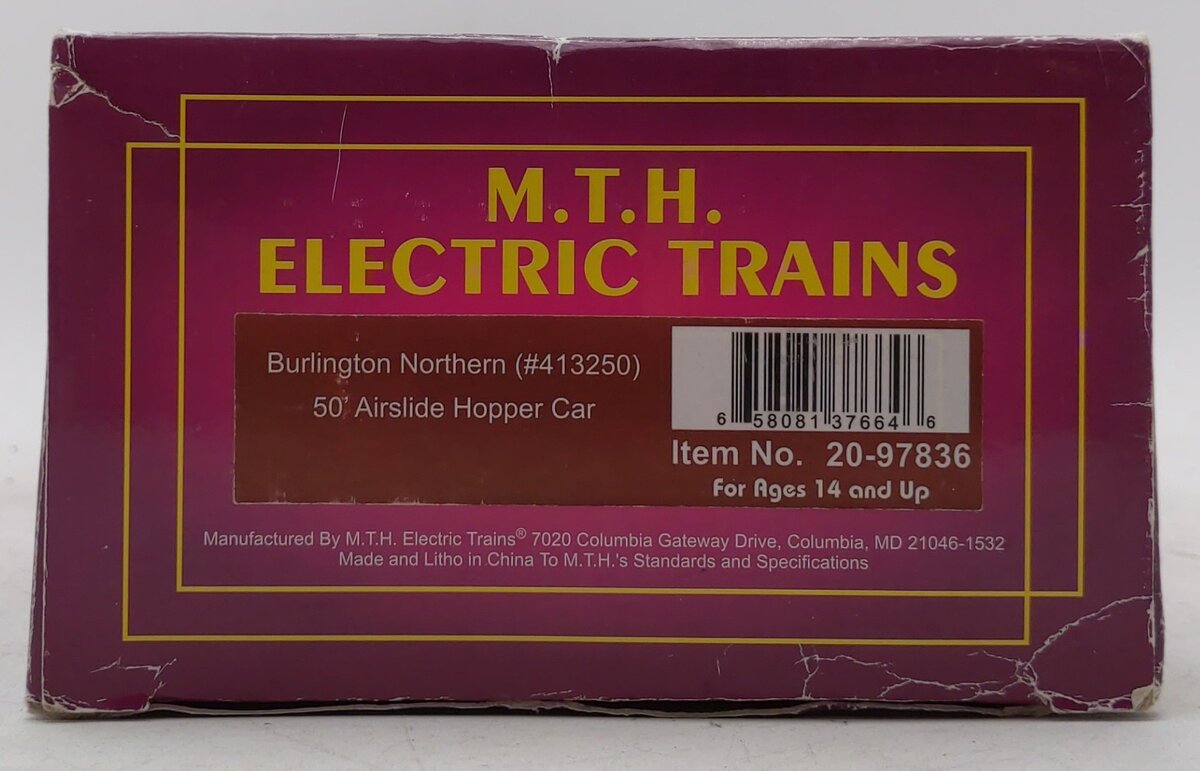 MTH 20-97836 O Burlington Northern 50' Airslide Hopper Car #413247