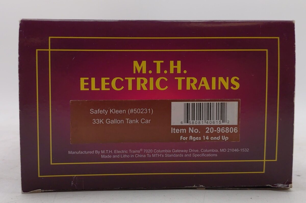 MTH 2096806 O Scale  33K Gallon Tank Car Safety Kleen