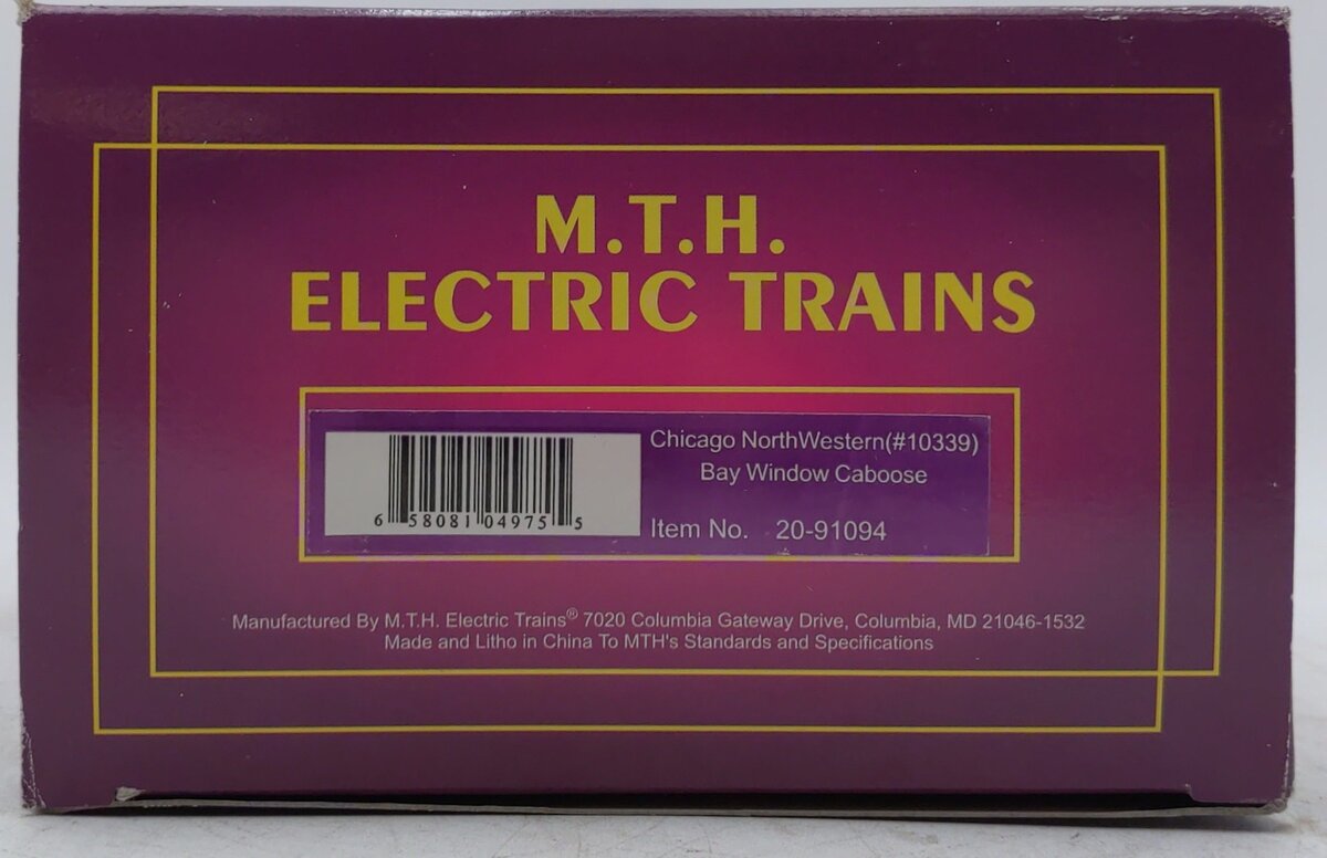 MTH 20-91094 O Gauge Chicago & Northwestern Bay Window Caboose #10339 NIB