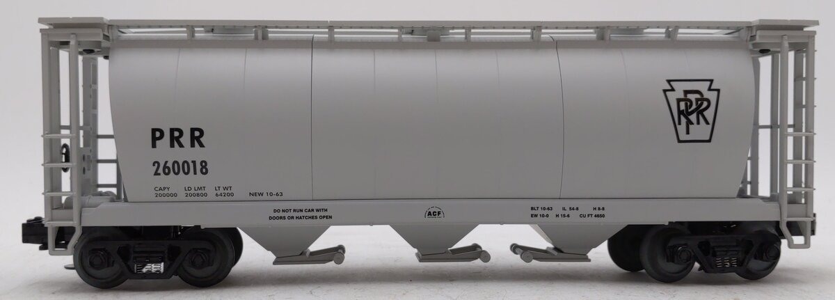 MTH 20-90018E O Gauge PRR 3-Bay Cylindrical Hopper #260018 EX/Box