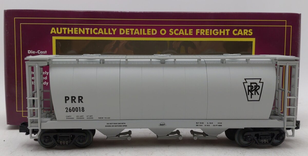 MTH 20-90018E O Gauge PRR 3-Bay Cylindrical Hopper #260018 LN/Box