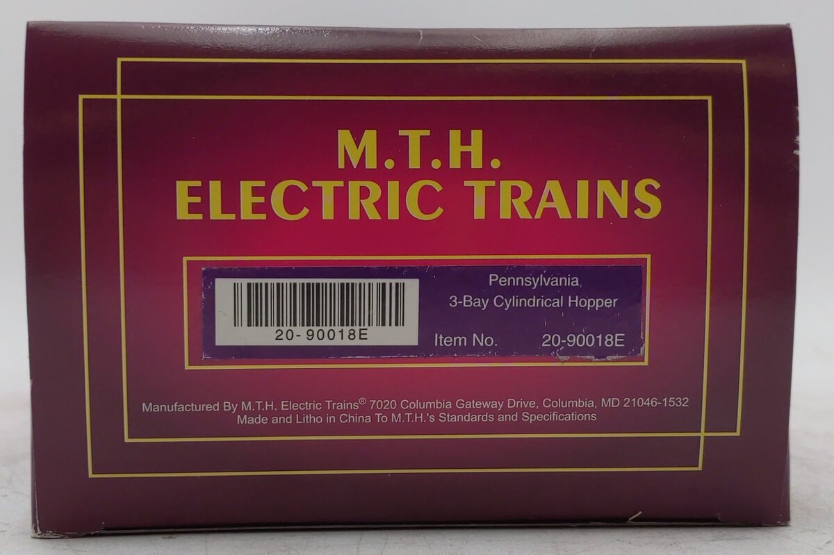 MTH 20-90018E O Gauge PRR 3-Bay Cylindrical Hopper #260018 EX/Box