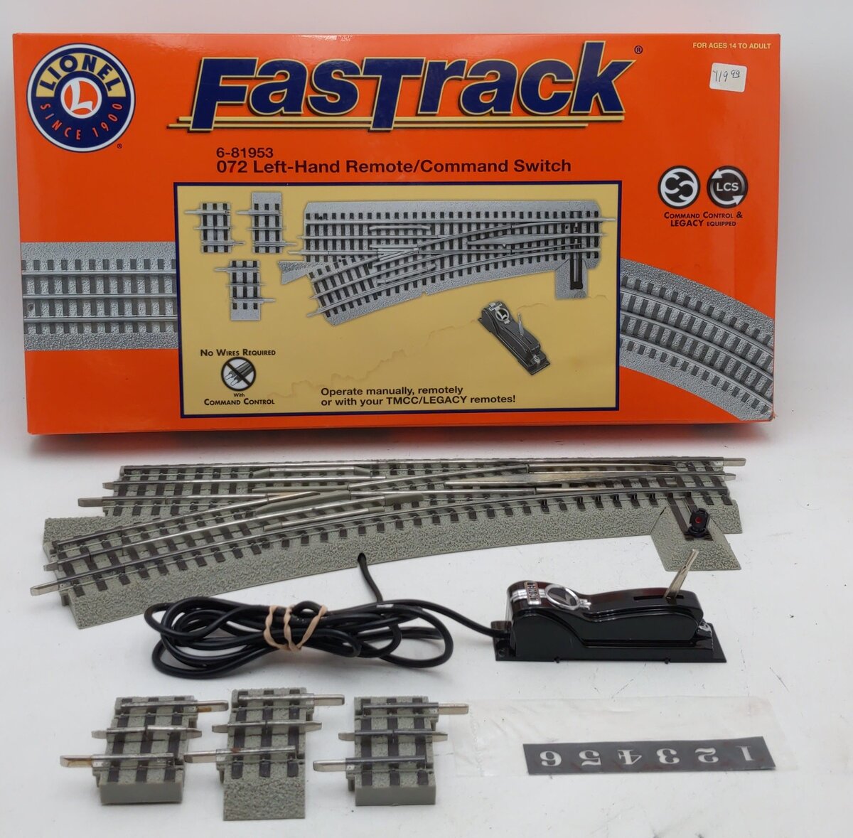 Lionel 6-81953 O-72 Left Hand Remote Fastrack/Command Switch Turnout