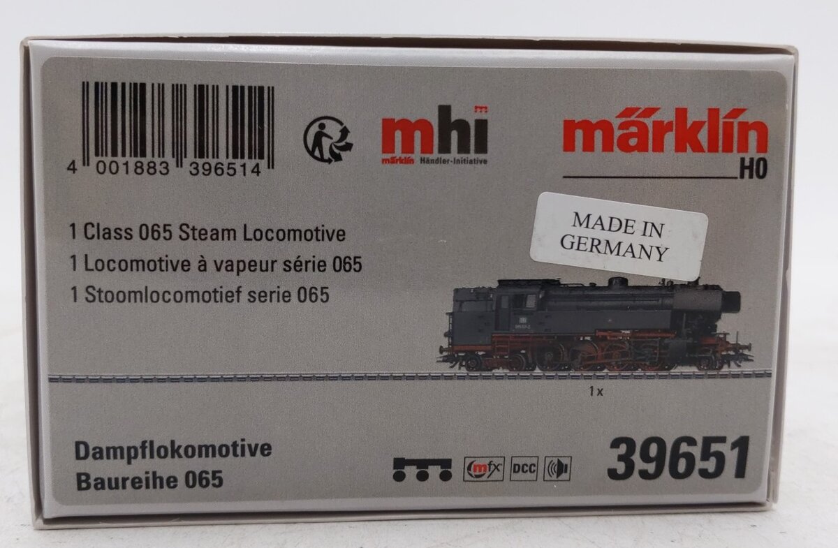 Marklin 39651 HO German Federal Railroad Class 065 Steam Locomotive #065 001 NIB