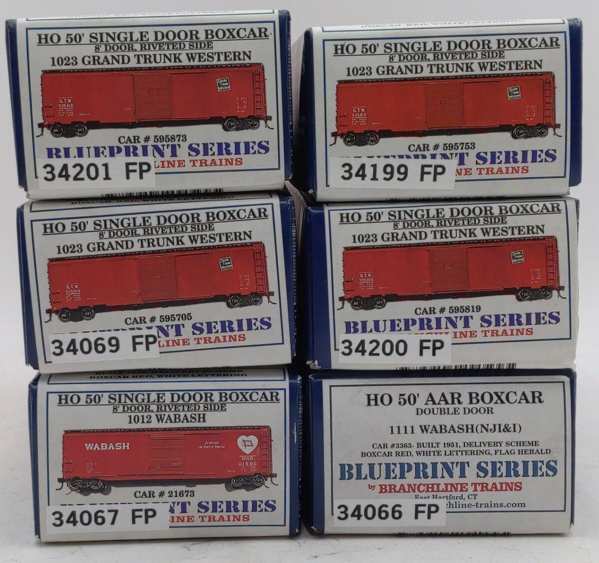 Branchline Assorted HO GTW & WAB Boxcar Kits [6] NIB