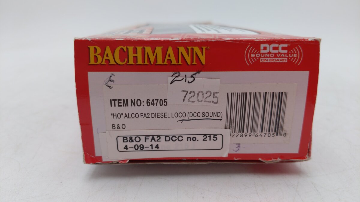 Bachmann 64705 HO Scale B&O ALCO FA2 Diesel Locomotive w/ Sound & DCC