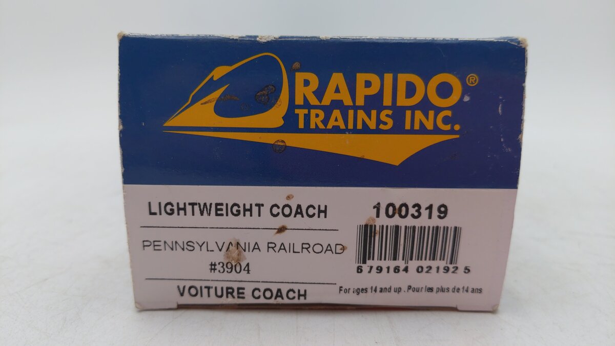 Rapido Trains 100319 HO Pennsylvania Railroad CC&F Lightweight Coach #3904