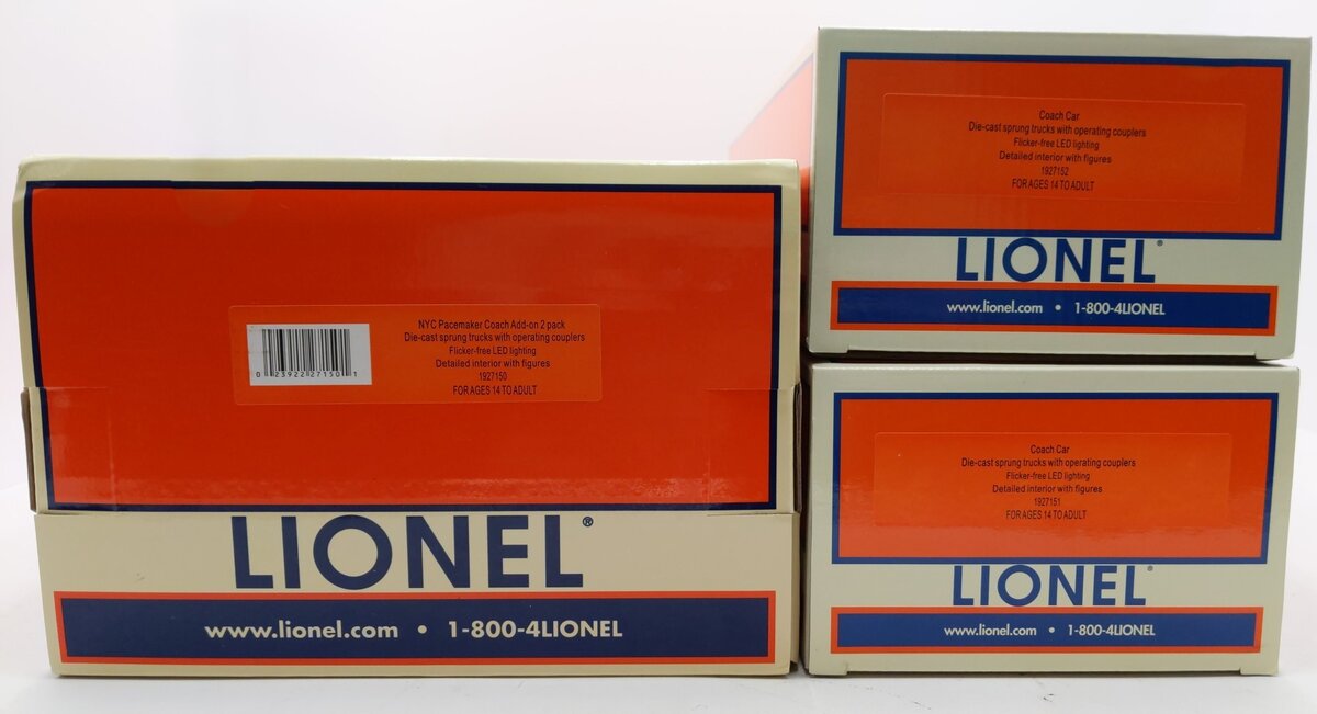 Lionel 1927150 O New York Central Pacemaker Add-On Car (Set of 2)