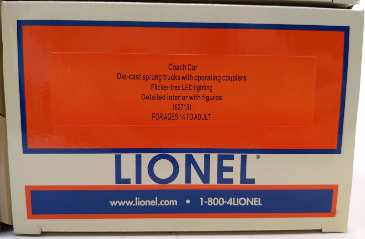 Lionel 1927150 O New York Central Pacemaker Add-On Car (Set of 2)